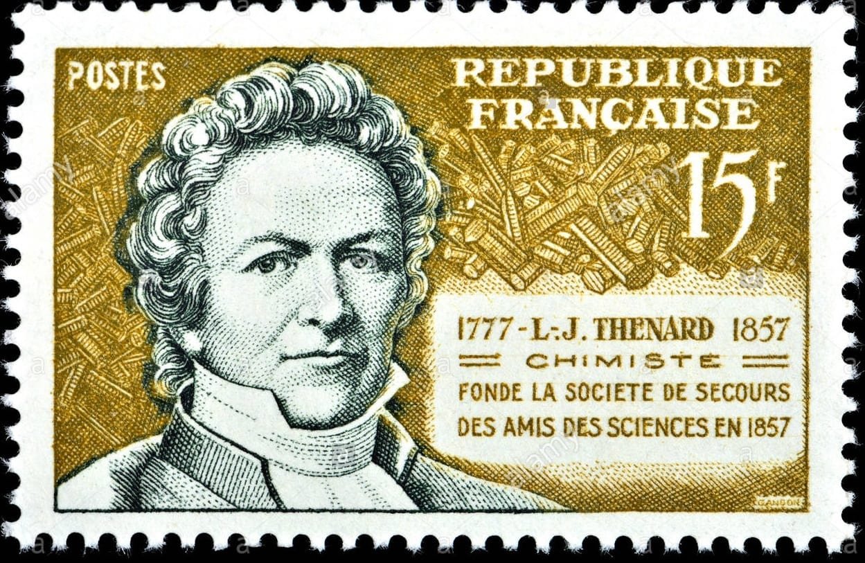 Sello postal emitido por Francia en conmemoración de los 100 años del fallecimiento del químico Louis Jacques Thénard