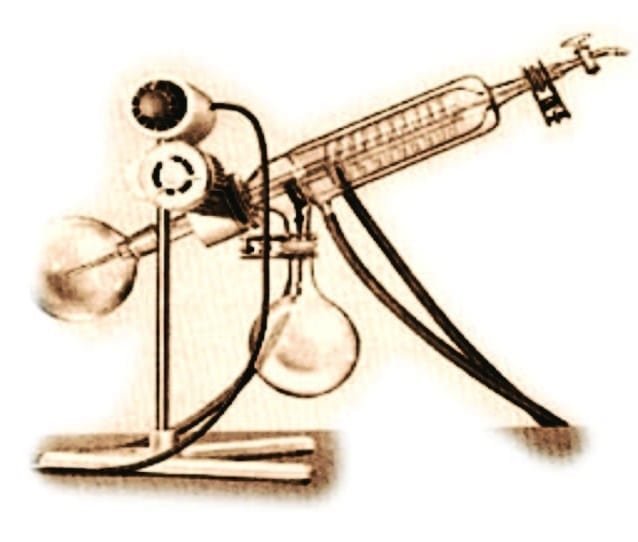 Ilustracion de un evaporador rotatorio para eliminación de solventes