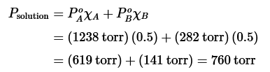 temperatura de ebullición solución a b