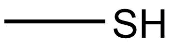 Estructura 2D del metanotiol o MeSH
