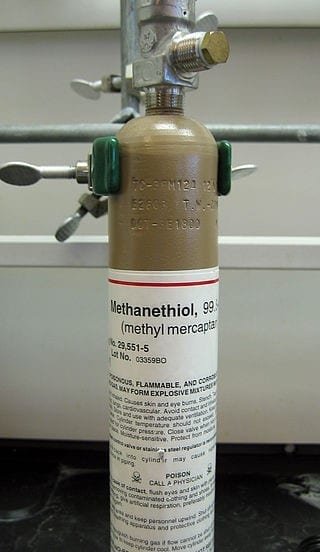 Tanque de metanotiol para síntesis en laboratorio