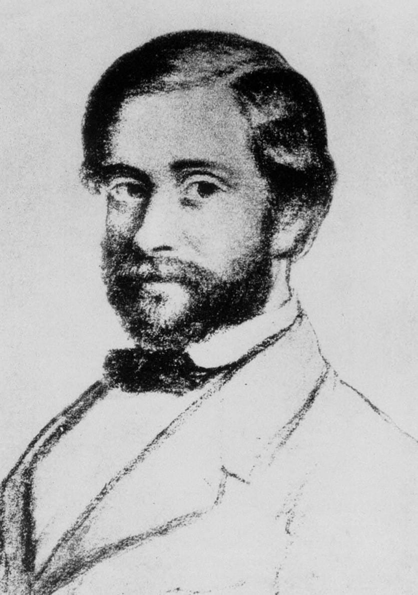 Stanislao Cannizzaro a la edad de 32 años, según un dibujo de Demetrio Salazzaro.
