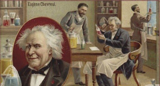 Postal que muestra el laboratorio de Chevreul
