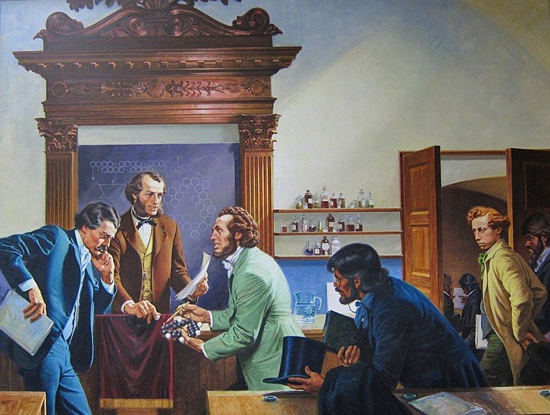 August Kekulé, catalizador de la revolución química. Jerry Allison, óleo sobre lienzo, ca. 1981