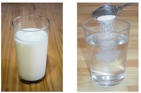Un ejemplo de coloide es la leche, y un ejemplo de cristaloide es la sal disuelta en el agua
