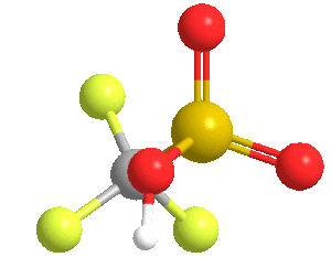 Estructura 3D ácido tríflico o ácido trifluorometanosulfónico