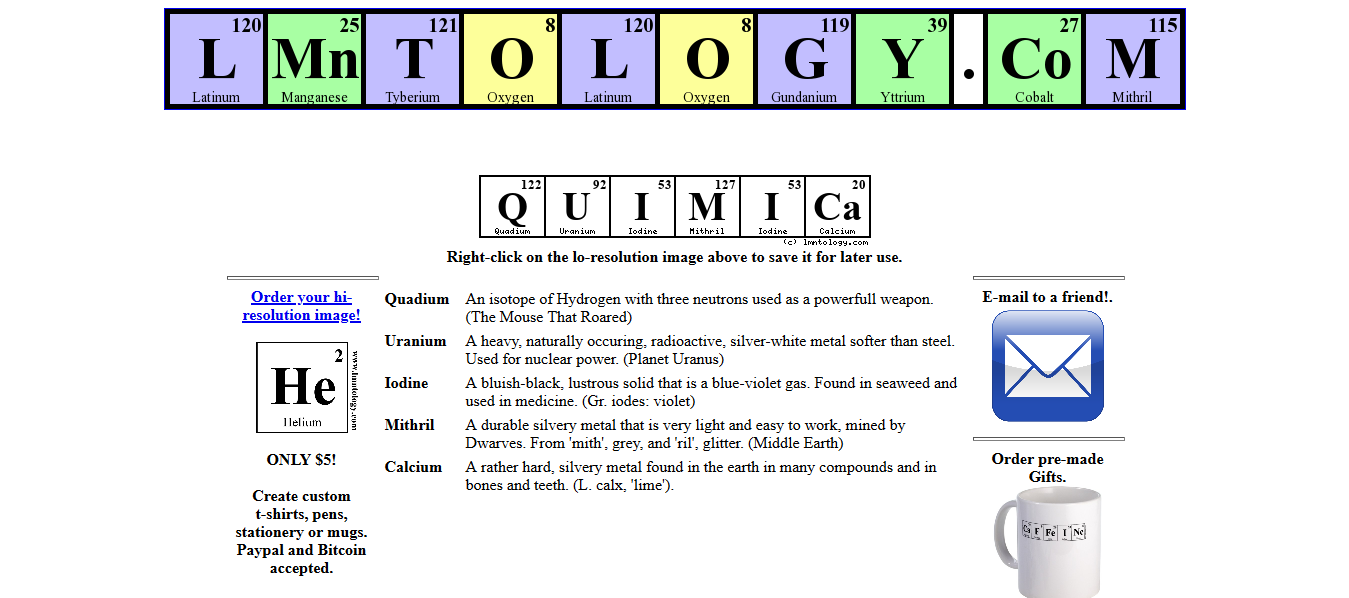 Escribiendo “Química” en Lmntology.com