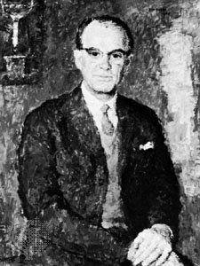 Arne Tiselius, pintura al &oacute;leo de William Fleetwood, 1965; en el castillo de Gripsholm, Mariefred, Suecia.