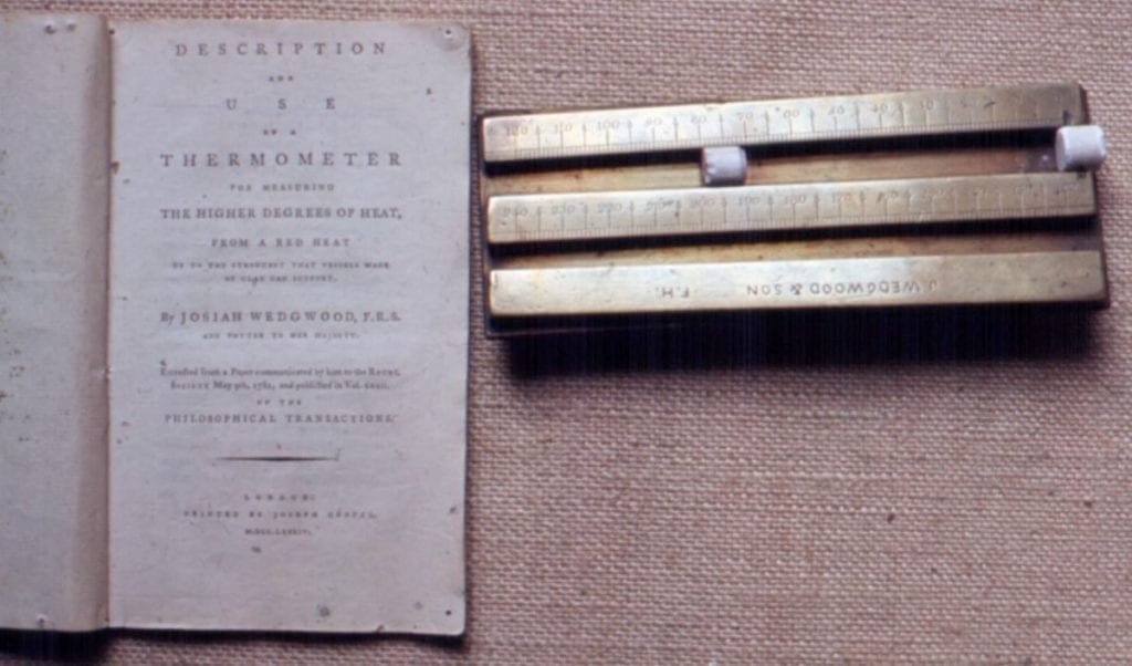 Escala de Wedgwood junto con sus cilindros e instrucciones