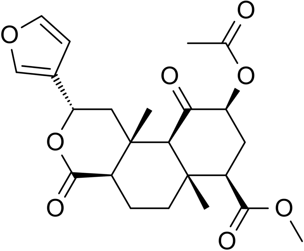 Estructura de la salvinorina A, molécula esquiva para Hofmann