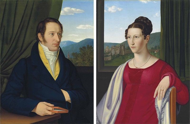 Gmelin y su esposa, retratos de Jakob Schlesinger, 1820