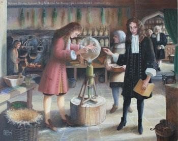 Robert Boyle en una demostración