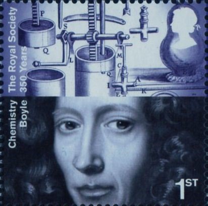 Estampilla o sello postal con la efigie de Robert Boyle, Gran Bretaña, 2010