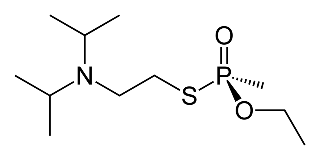 Fórmula estructural del agente VX ((S)-fosfinato) (enantiomero S)