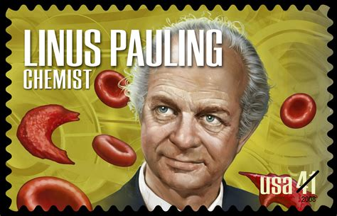 Sello postal con la imagen de Linus Pauling, USA,2008.