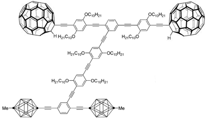Estructura química del nanodragster. Las ruedas más pequeñas so
