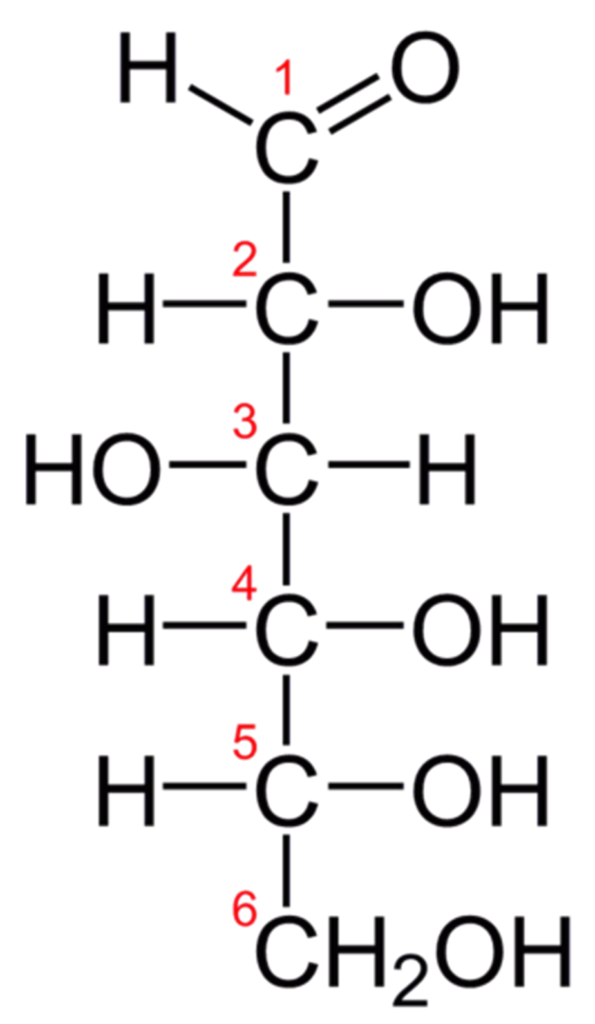 D-glucosa en proyección de Fischer