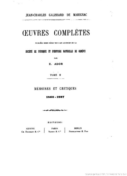 Primera pagina de Memoires et critiques