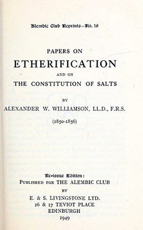 Papers on etherification and on the constitution of salts, 1949, escrito por Williamson