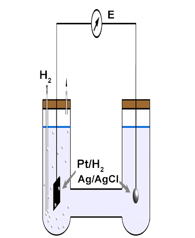 Representación esquemática de la celda Harned