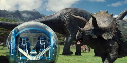 Giroesfera construida en oxinitruro de aluminio en un fotograma de Jurassic World