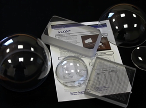 Muestras de oxinitruro de aluminio (AlON) http://www.surmet.com/technology/alon-optical-ceramics/