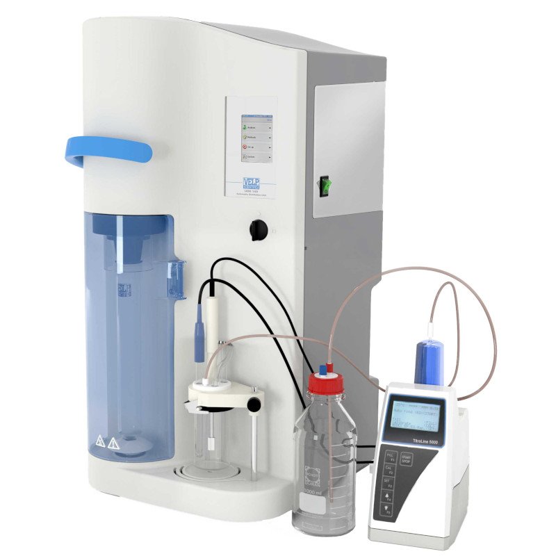 Equipo de análisis de Nitrógeno según Kjeldahl. En este método se emplea arrastre con vapor