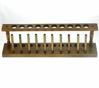 Gradilla de madera con soportes para secado de tubos de ensayo